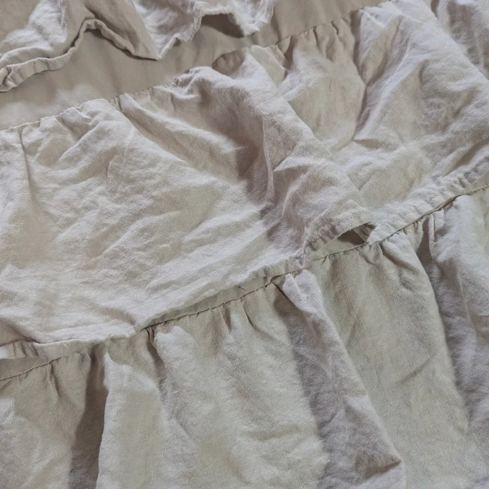Triple Ruffle Shower Curtain Linen Blend Tiered Boho‎ Cottagecore Pottery Barn